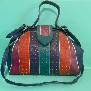 Vintage 80s 90s Color Block purse crossbody Park Avenue Leather
